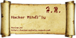 Hacker Mihály névjegykártya